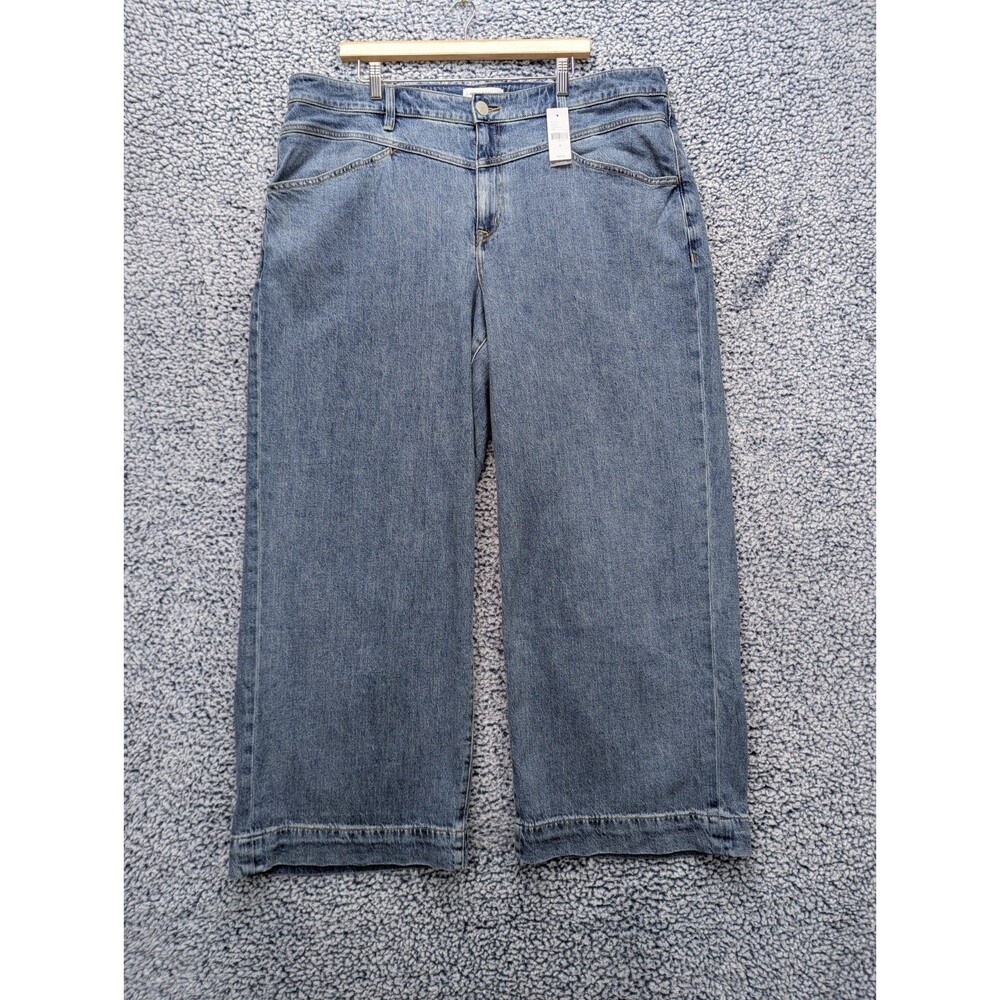 NWT Lane Bryant Wide Leg Mid Rise Jeans Size 20 Casual Denim Boho Blue